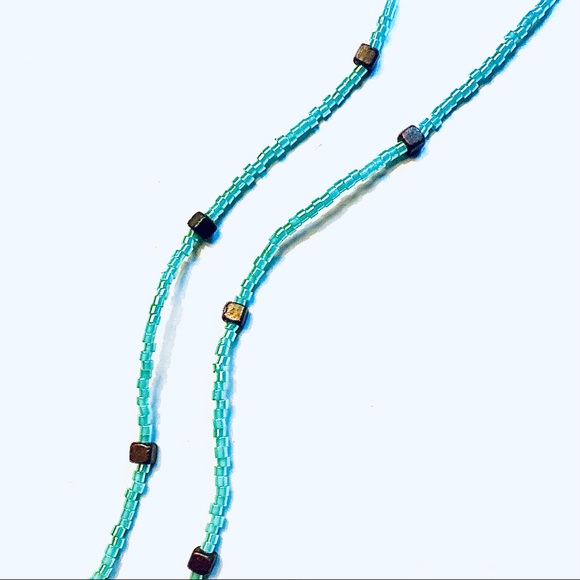 Handmade Dainty Leaf and Aqua Statement Necklace - Picture 3 of 8